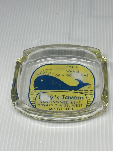 Vintage Ashtray Clear Glass Souvenir Minot North Dakota Tavern History 1970’s. - Picture 3 of 3