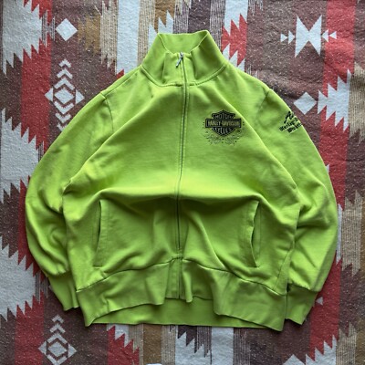 y2k✨️ Harley-Davidson 刺繍 ミリタリー ジャケット Vintage Y2K Women's Harley Davidson Full Zip Embroidered