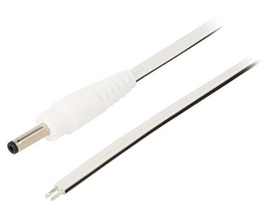 P13-TT-T050-050WH Cable wires,DC 1,3/3,5 plug straight 0.5mm2 white 0.5m WEST PO