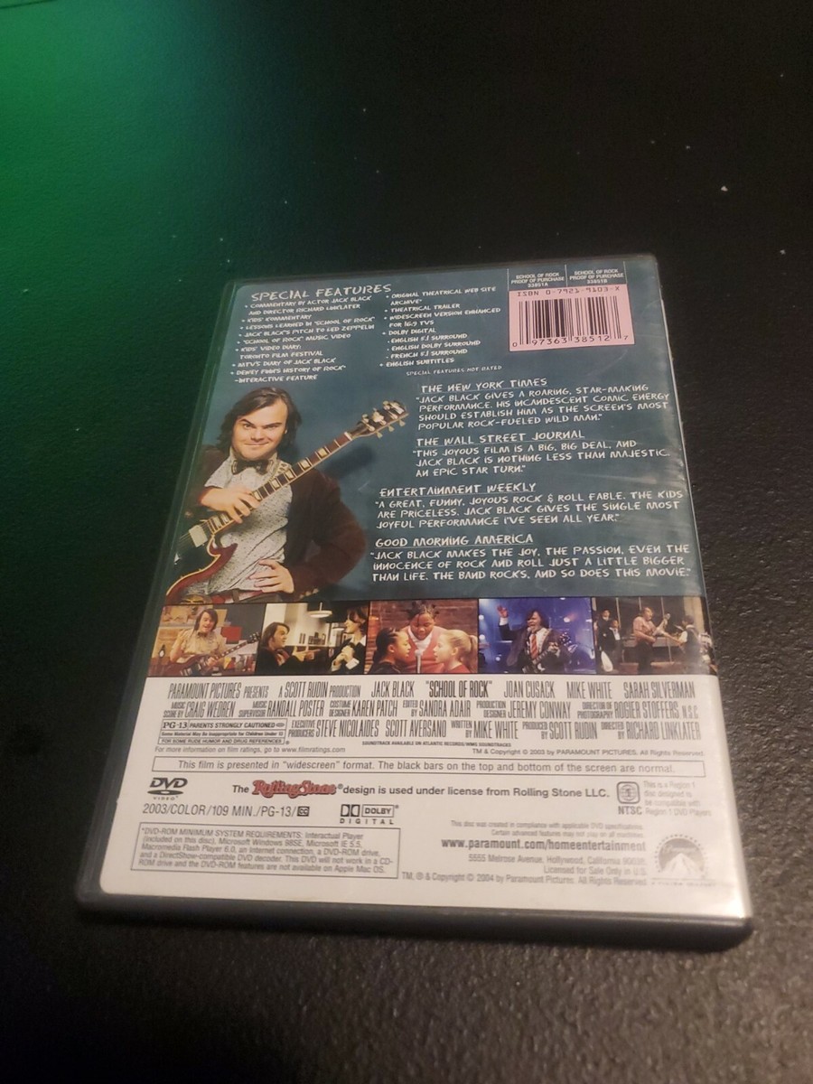 School of Rock (DVD, Widescreen) Jack Black, Joan Cusack (A