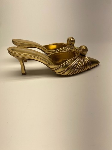 LARROUDE Womens Mini Valerie Gold Metallic Pumps Sz 8 - Picture 5 of 12