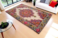 Vintage Rug, Colorful Rug, Handmade Rug, Turkish Area Rug, Oushak Rug, 5 x 9 Rug