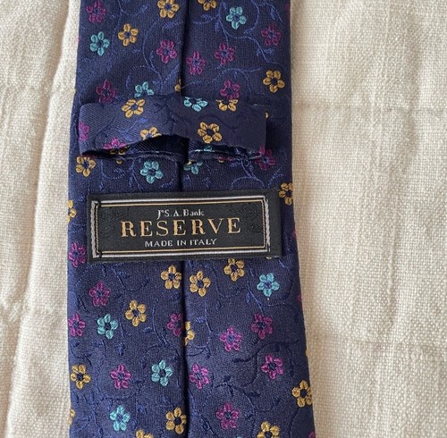 Jos. A. Bank Reserve Purple Multi Color Floral Made In Italy Tie - Picture 5 of 7