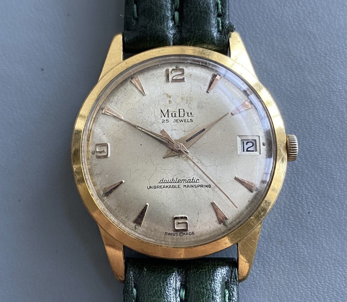 Vintage Mudu Doublematic Felsa 4007N Gold Plated 35mm