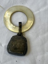 Vintage Mother Of Pearl Teething Ring W/ Sterling Silver Baby Announcement Bell