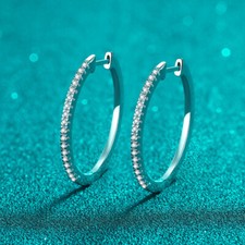 0.54CT D VVS1 Moissanite Hoop Earrings for Women 925 Sterling Silver Pass Tester