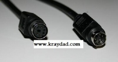 Mini Din 6 Pin Black Ext Cable MF 10 ft PS2 Minidin
