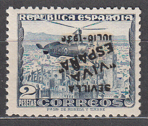 Locales Patriotiques Séville 1936 Edifil 14HI ** MNH Surcharge Inversée - Zdjęcie 1 z 1
