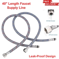 40" Bathroom Faucet Hose, Braided Nylon cUPC Supply Lines 3/8" Female Comp, 2Pcs