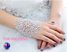 1 Women Bride Crystal Glam Bling Rhinestone Wedding Dance Party Gloves Bracelet