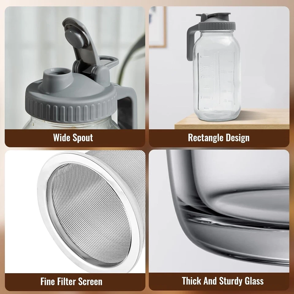 Cafetera fría 64 oz con filtro fino, jarra de café helada fácil de lavar Foto 2 de 4