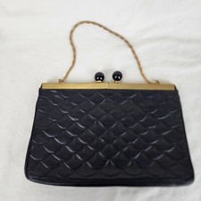 Vintage Saks 5th Avenue Black Handbag w/ Gold Strap