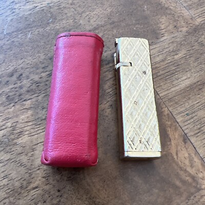 Vintage Kingstar Venus Gold Korea Cigarette Lighter Ornate Etched + Leather Case