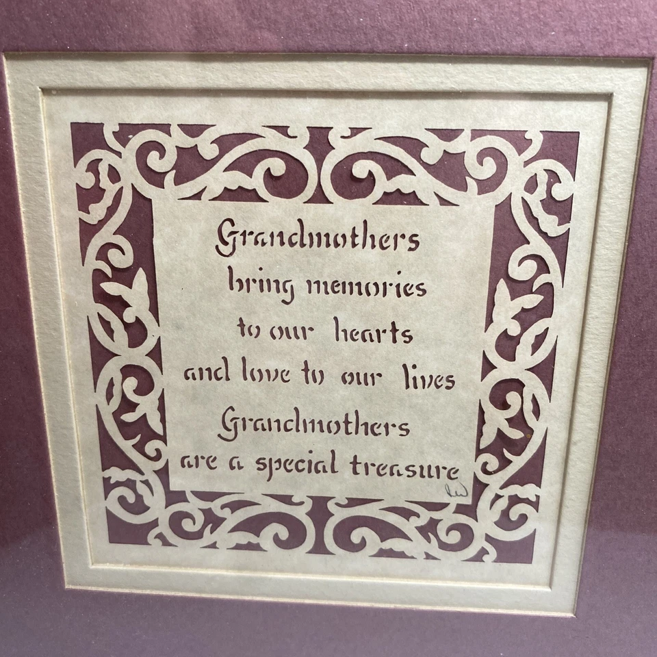 Paper Cutting Scherenschnitte Grandmothers artwork 1999 Made in USA Framed G1 - Image 2 of 4