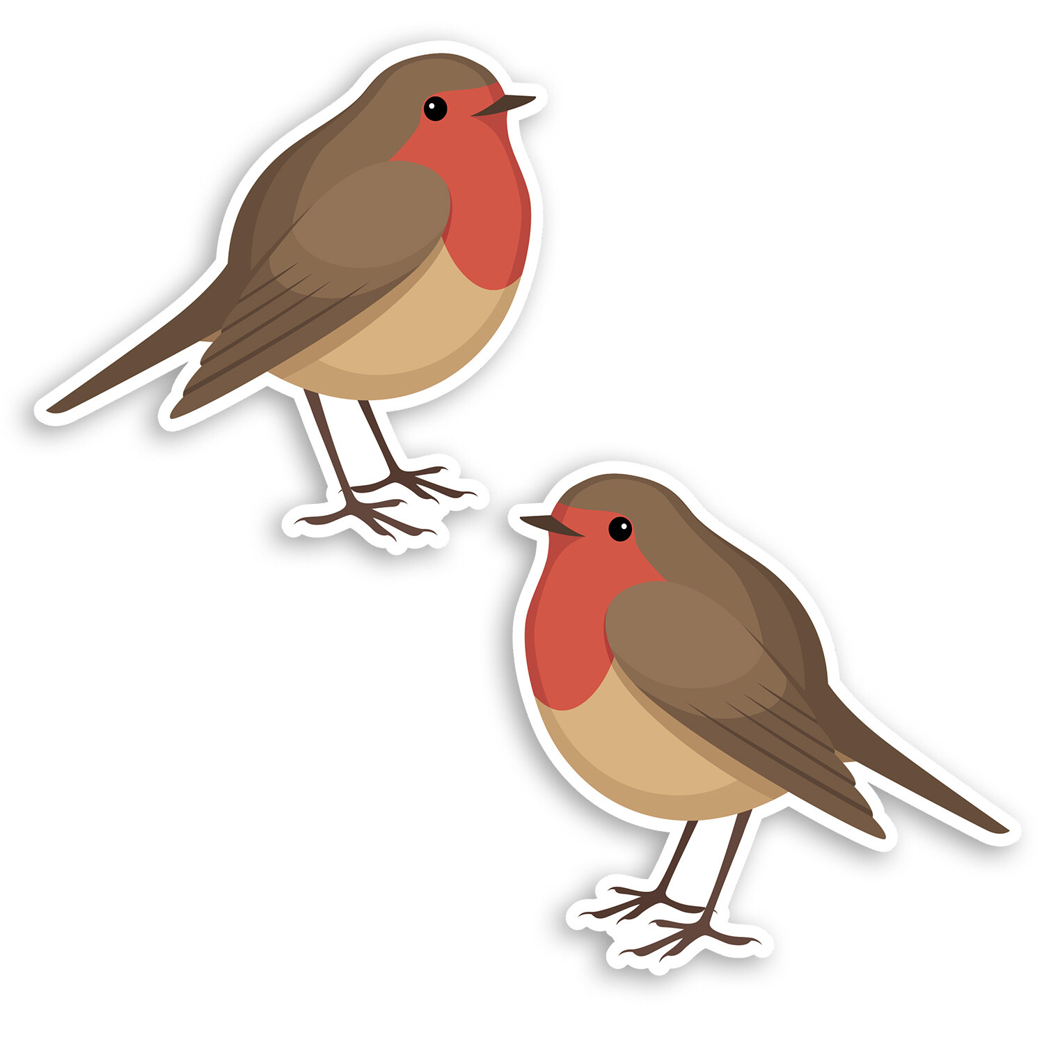 2 x 10cm Cute Red Robin Vinyl Stickers Bird Wildlife Nature Gift Sticker #34914