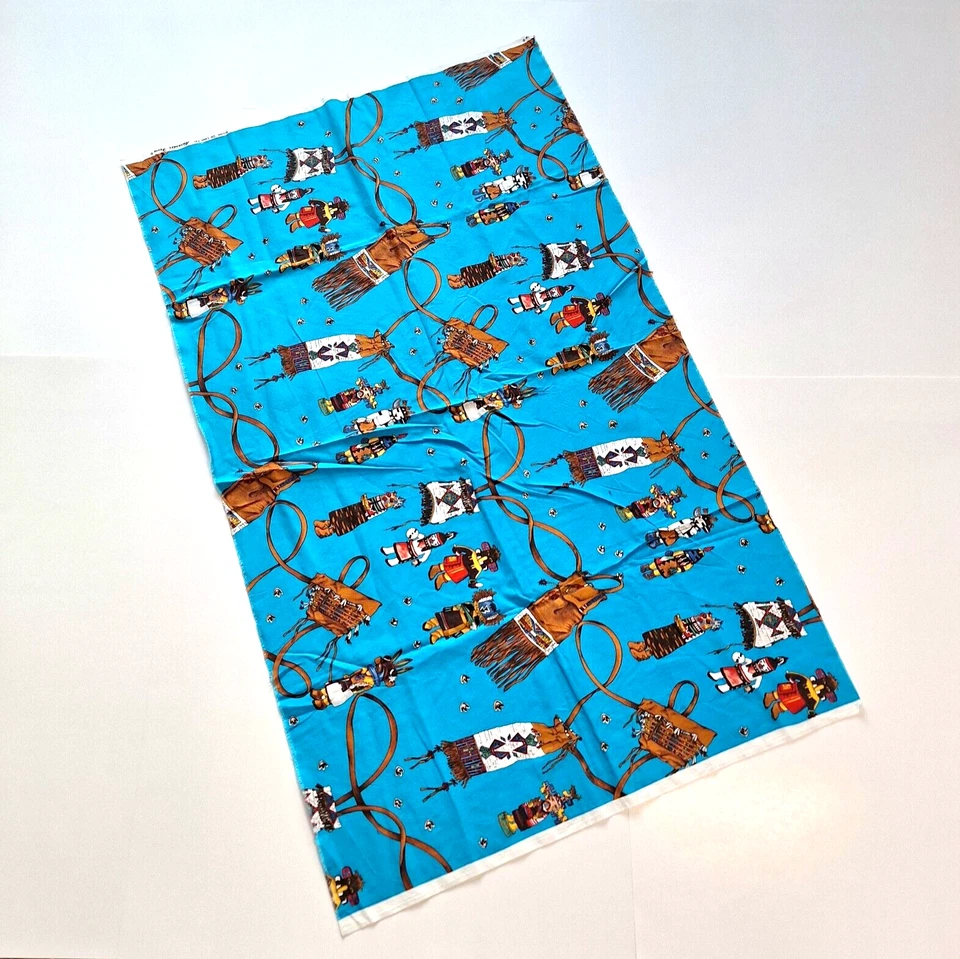 Kachina Southwestern Blue Nicole De Leon Alexander Henry Cotton Fabric 25"Lx42" - Image 4 of 4