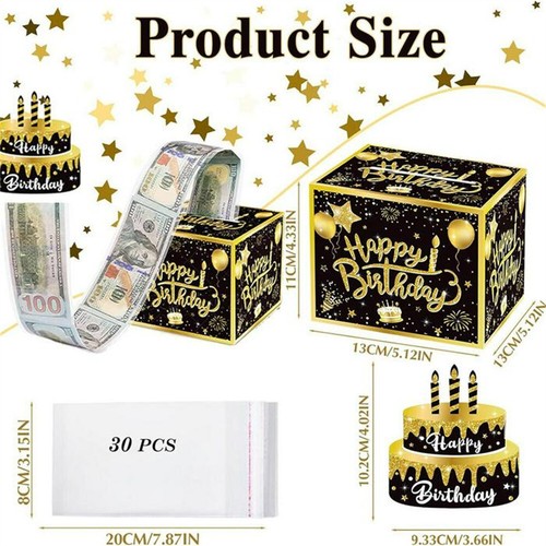 Happy Birthday Day Money Box Surprise Gift Box for Cash Gift with Pull Out Card - Picture 2 of 27