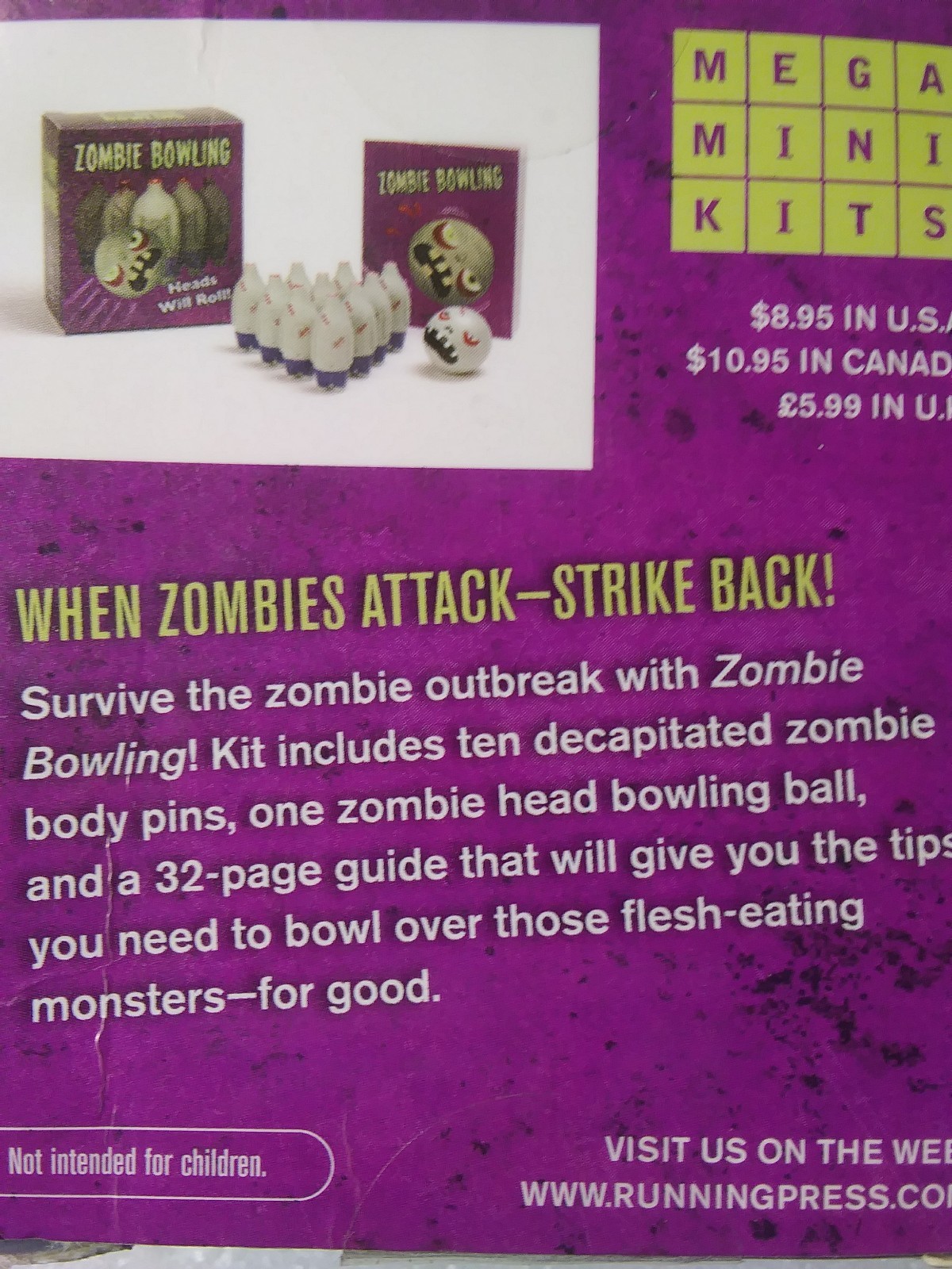 Zombie Bowling (Mini Set)Ten Pins + Zombie Bowling Ball- Heads Will Roll