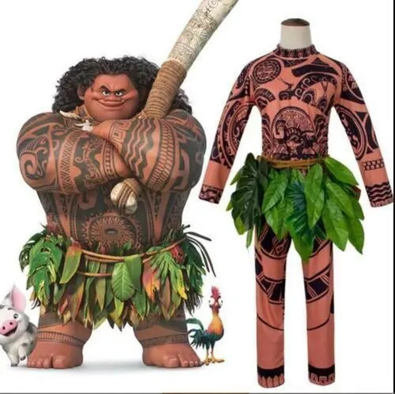 Fantasia de moana maui com camiseta e calça, cosplay para adulto e