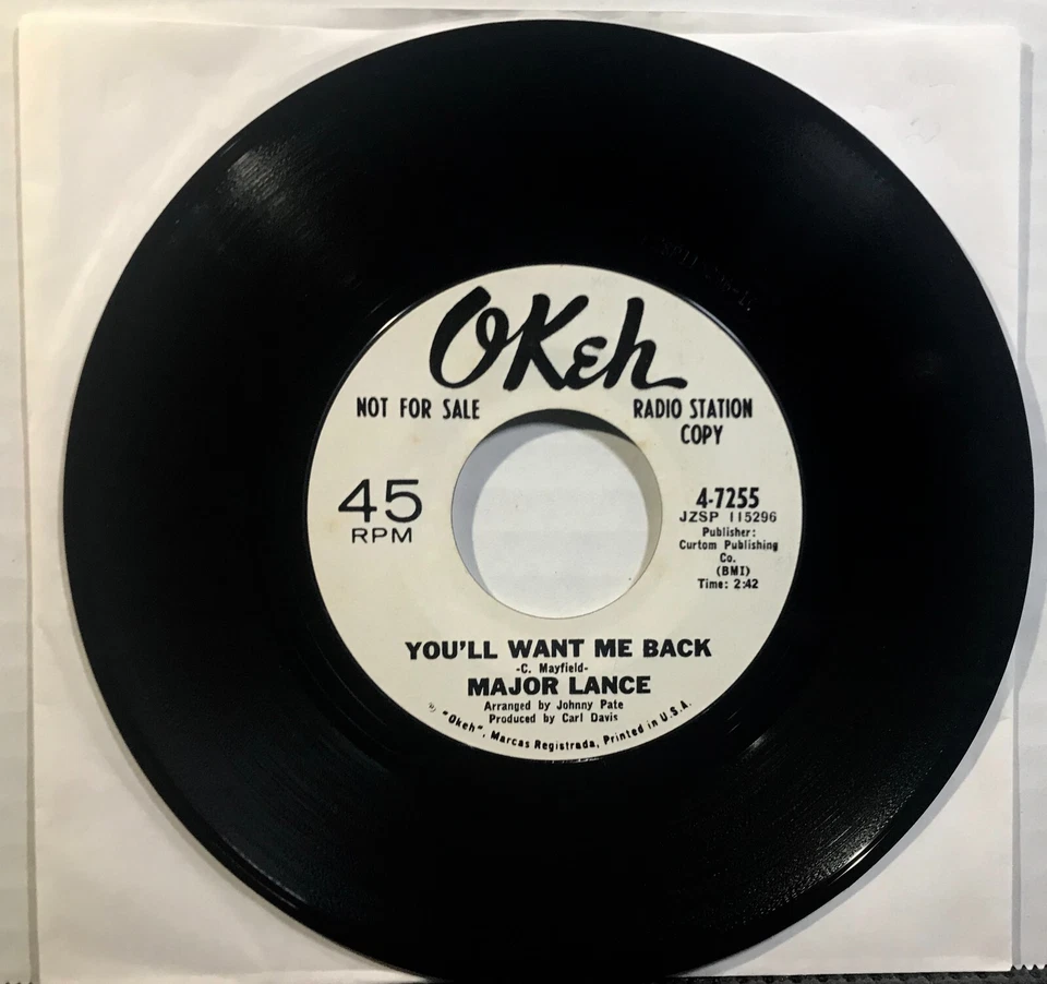 MAJOR LANCE The Beat / You’ll Want Me Back OKEH DJ PROMO 7” 45RPM 1969 Soul - Image 2 of 2