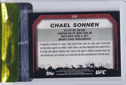Chael Sonnen Signed 2011 Topps UFC Moment of Truth Gold Card #126 BAS COA Auto'd - Picture 4 of 12