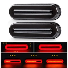 2x 5" Red/Amber Oval LED Truck Trailer Stop Turn Tail Brake Lights Flowing DRL