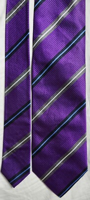 J Z Richards Men's Purple Striped Tie All Silk Handmade in USA