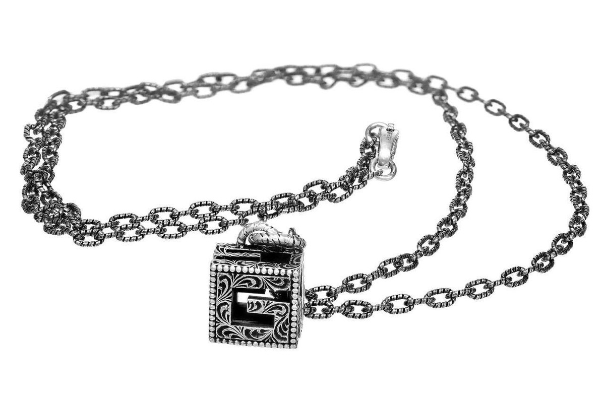 Gucci Sterling Silver Cube G Pendant Men's Necklace