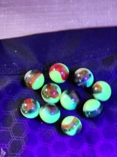 10  UV  REACTIVE JABO HTF 5/8" BURMESE GLASS MARBLES WITH AVENTURINE. $12.99
