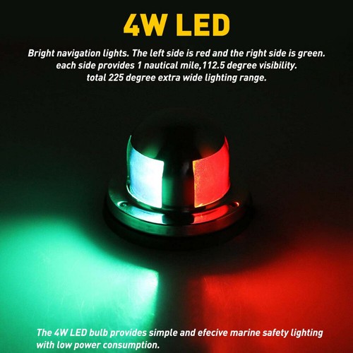 Pair Red & Green 16 LED Navigation Lights Marine Bow Light Lamp for Boat Pontoon - Picture 2 of 9