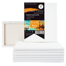 CONDA 11x14 inch Stretched Canvas for Painting, Pack of 8, Primed, 100 Cotto...
