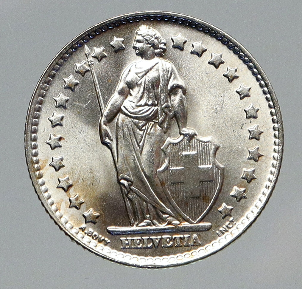 1964 SWITZERLAND - HELVETIA Symbolizes SWISS Nation SILVER 2