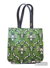 SaltBox Canvas Tote Purse Shoulder Bag Turquoise Blue Green Floral Lined Boho