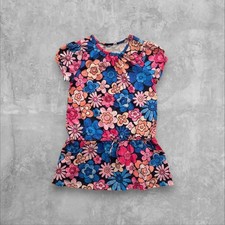 OshKosh B'gosh Girls Navy Blue Floral Cotton Short Sleeve Dress Size 5 NWT