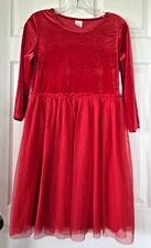 WONDER NATION Red Velour Tutu Fit & Flare Party Dress Long Sleeves Girls XXL 18