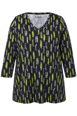 Ulla Popken große Größen Longshirt 42+ schwarz Longshirt A Linie V Ausschnitt