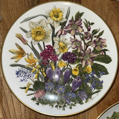 Vintage Wedgewood Blumen März 1978 Teller Franklin Porzellan 