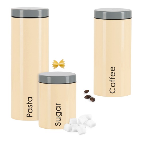 Genius 3Er Set Vorratsdosen Nudel Kaffee Zucker Dose Metall Retro Vintage-Look-image