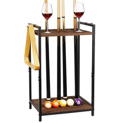 Jolensoy Pool Cue Holder Rack - 10 Cues, Wood & Iron, Billiard Stick Stand