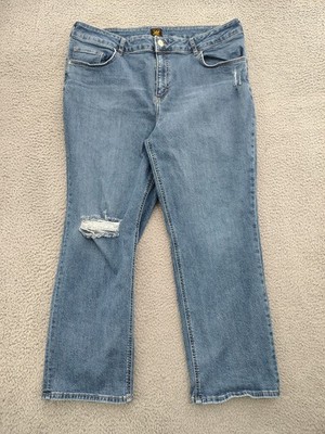 Lee Bootcut Jeans Womens 22W Blue Medium Wash Stretch Denim Zip Fly with Button