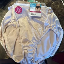 S/5 Vanity Fair Radiant UNDERSHAPERS Hi-Cut 3-Pk Sheer, White, Honey Beige Small