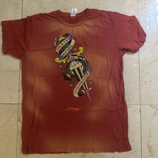 Vintage Don Ed Hardy Christian Audigier Tattoo Distressed T-Shirt Made In USA L