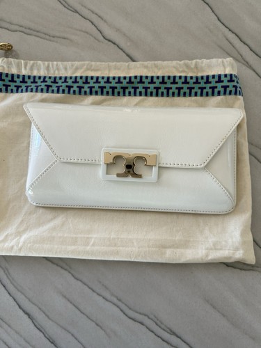 Tory Burch Gigi Ivory Patent Clutch Bag