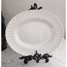 Vintage J&G Meakin Classic White Ironstone Platter, Fluted edge