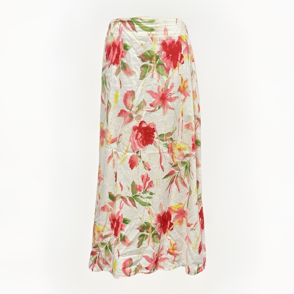 Vintage Y2K Floral Low waist Maxi Skirt Size 12 Prairie Cottagecore embroidered