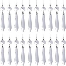 20 Pcs Clear Crystal Chandelier Icicle Prisms Replacement Parts for Lamp Decore