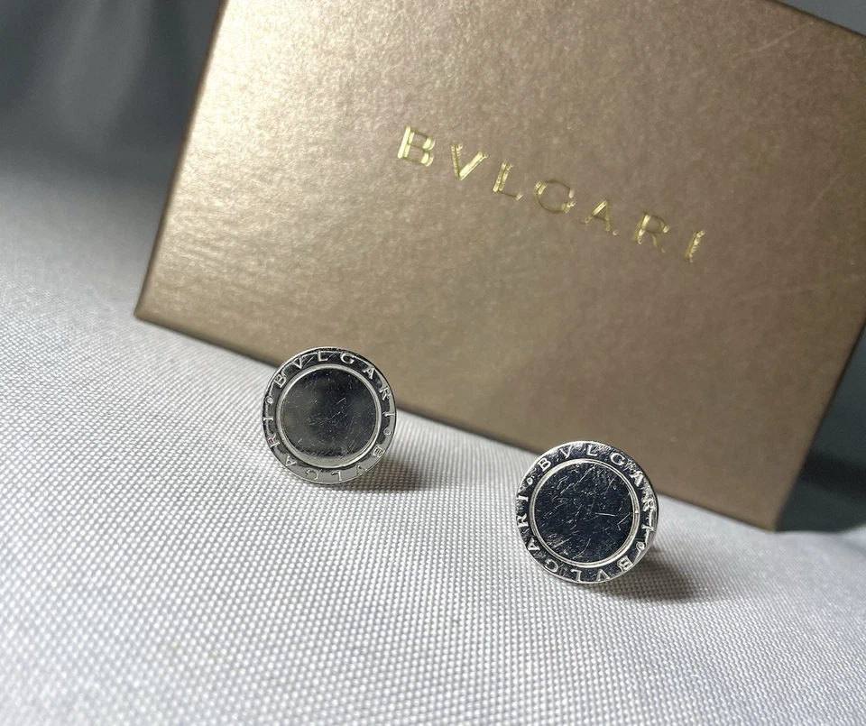 Autentici rari gemelli in argento sterling ovale con logo BVLGARI B-ZERO SV92... - Immagine 4 di 4