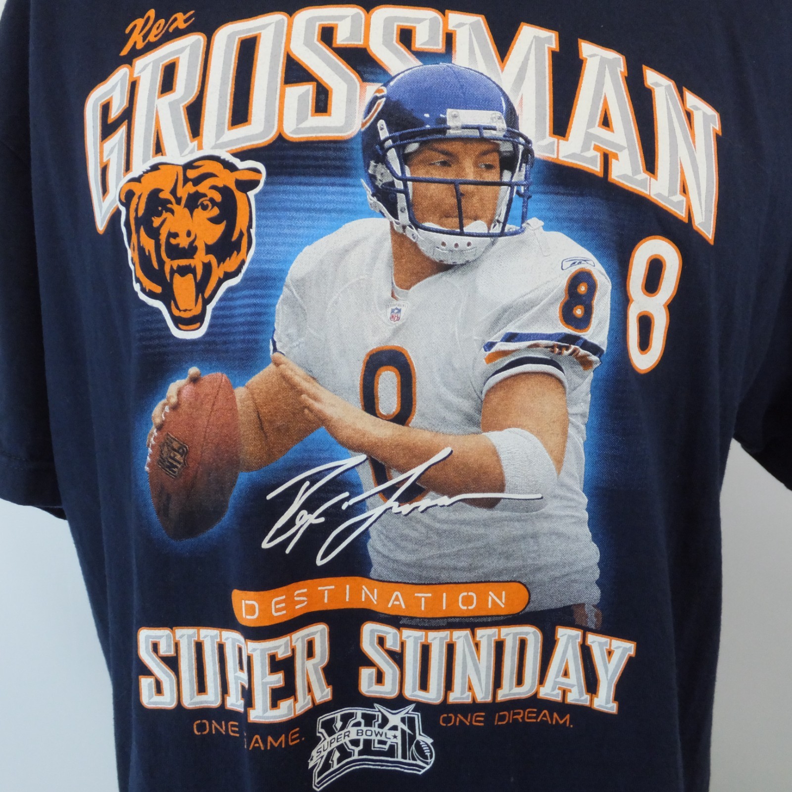 Vintage Reebok Chicago Bears Rex Grossman 1985 Super Bowl T-Shirt Size Large