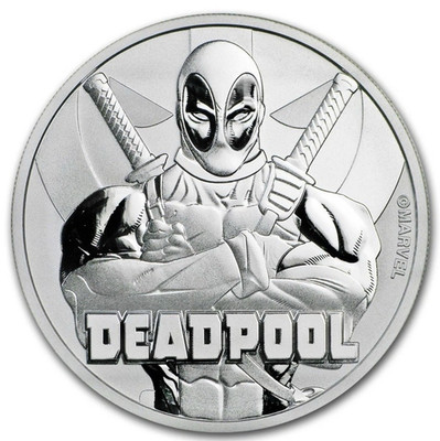 2018 $1 Tuvalu Marvel Deadpool 1 Oz .9999 Fine Silver Coin In Capsule