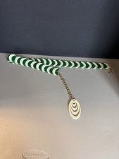 Vintage Women's Mod Boho Belt with Plastic Green  White Crescent Shapes